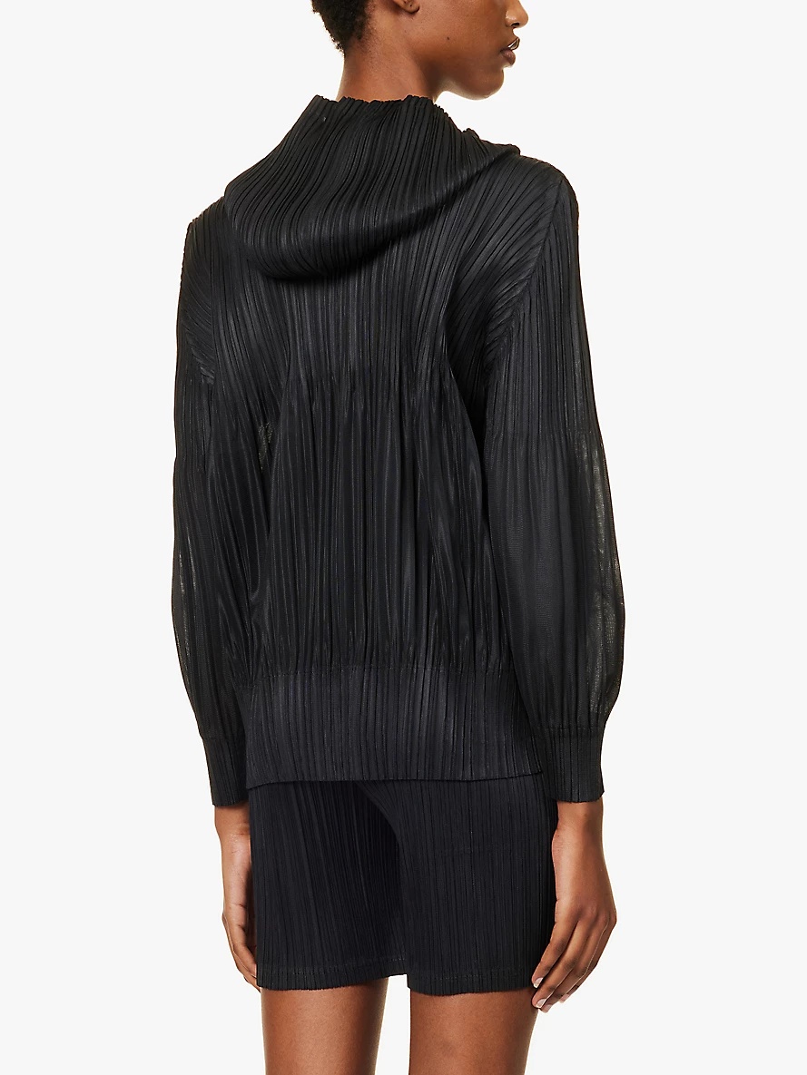 Pleated regular-fit knitted hoody - 4