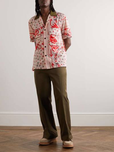 sacai + Eric Haze Velvet-Trimmed Printed Poplin Shirt outlook
