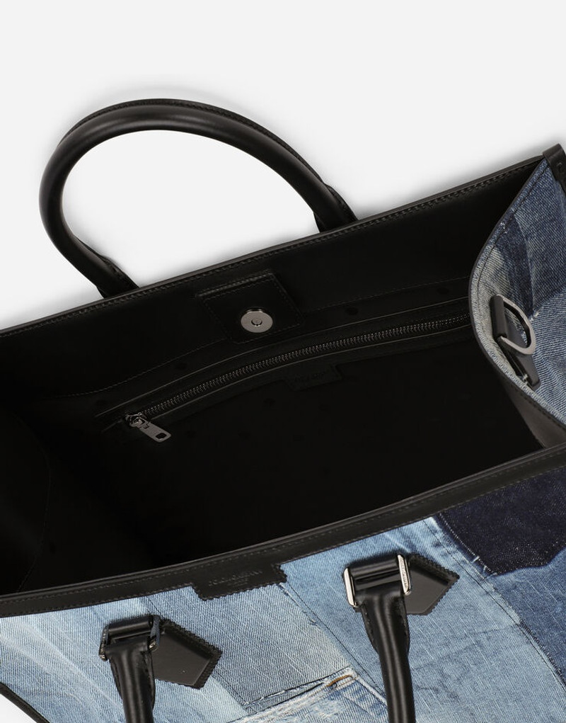 Patchwork denim edge shopper 5
