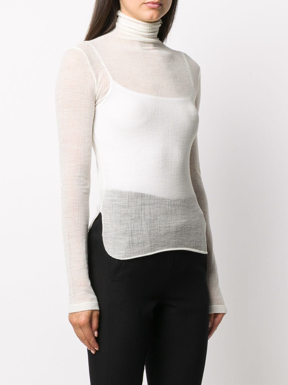 sheer roll neck knitted top - 3