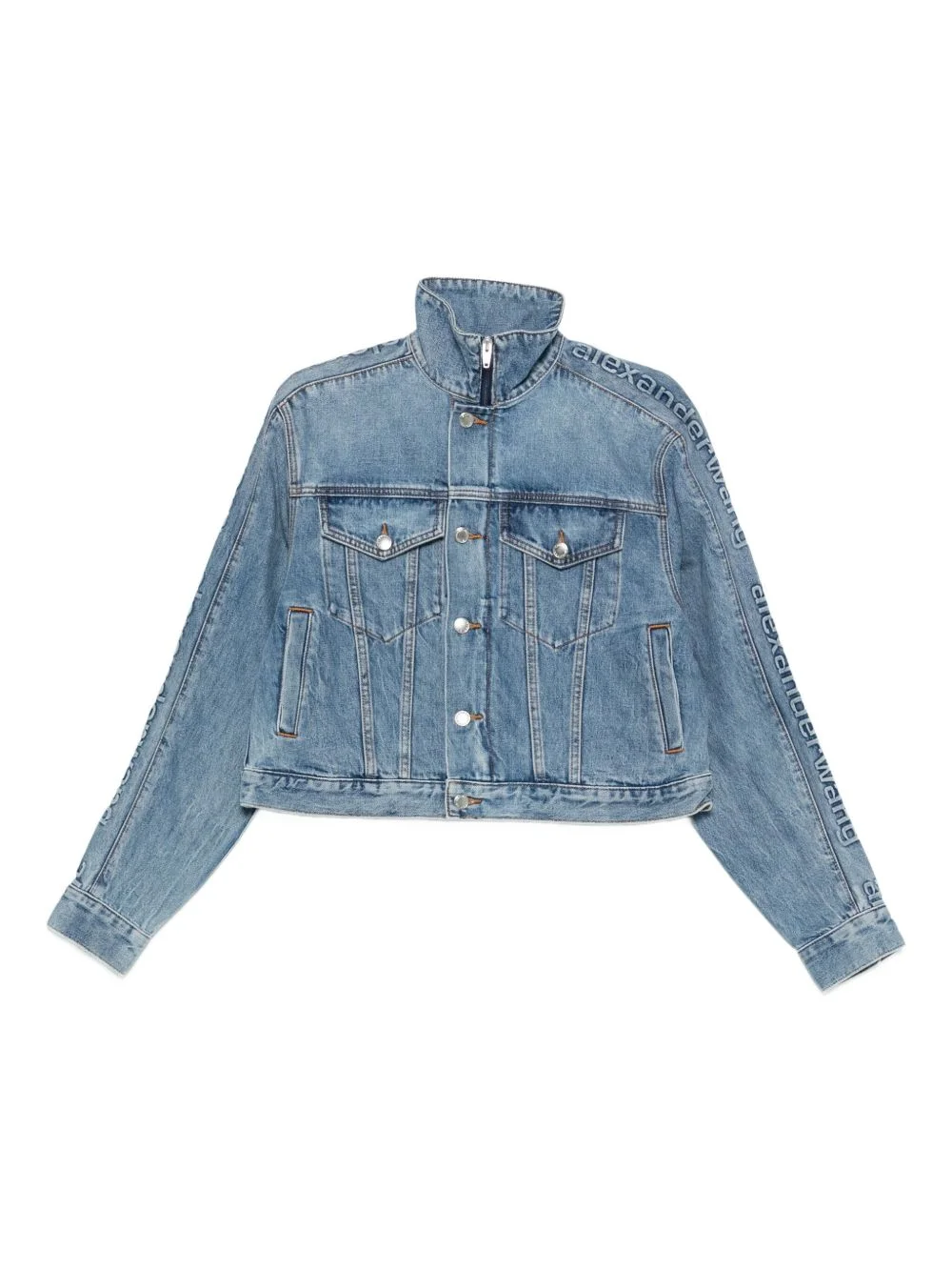 logo-embossed denim jacket - 1