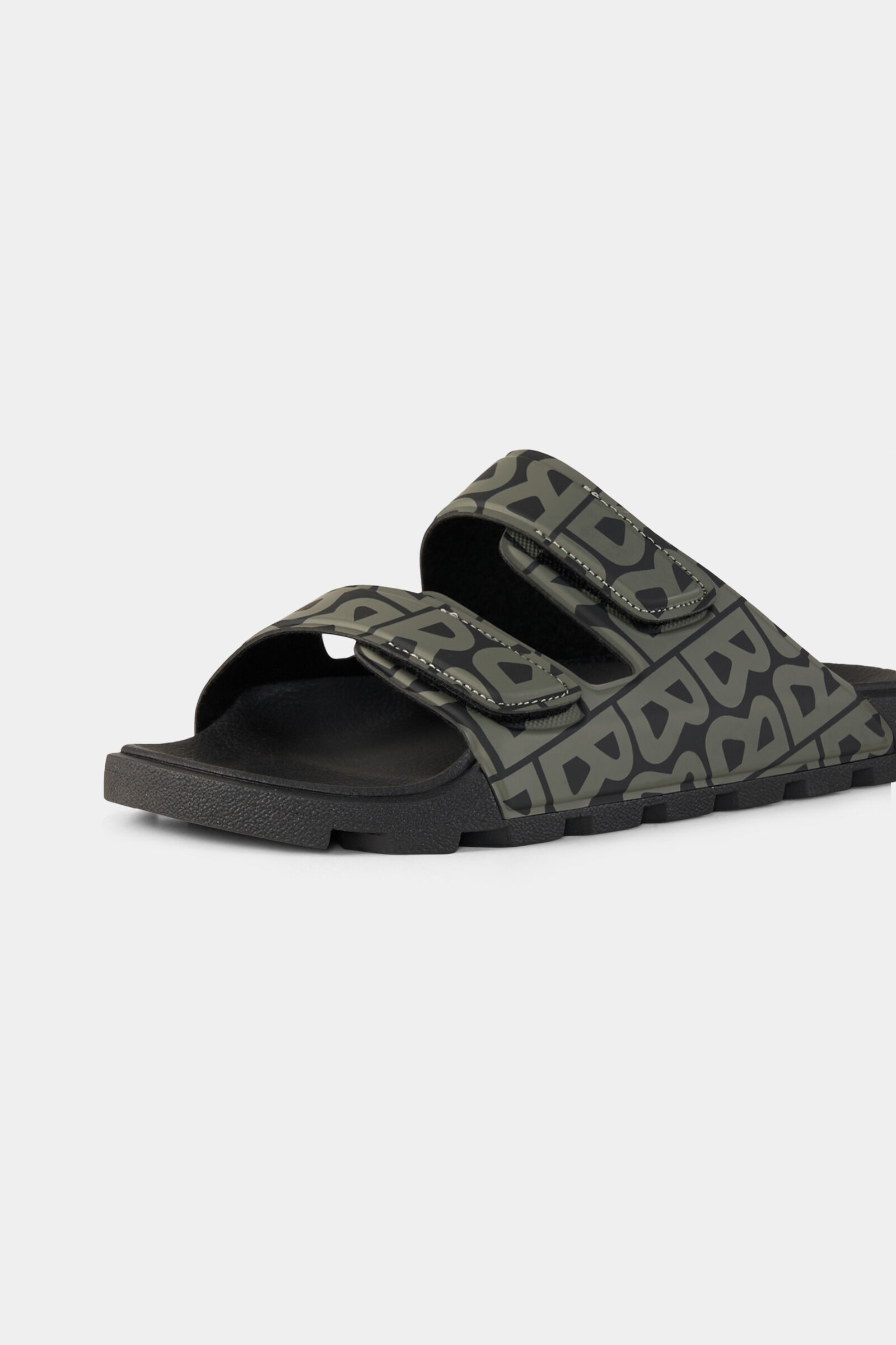 Biarritz Slides in Black/Olive green - 4