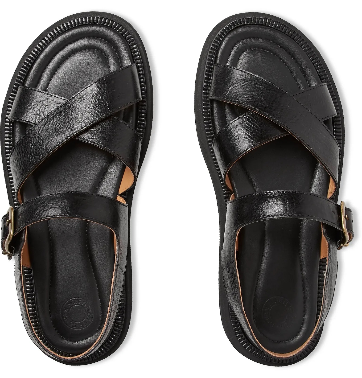 Textured-Leather Sandals - 4