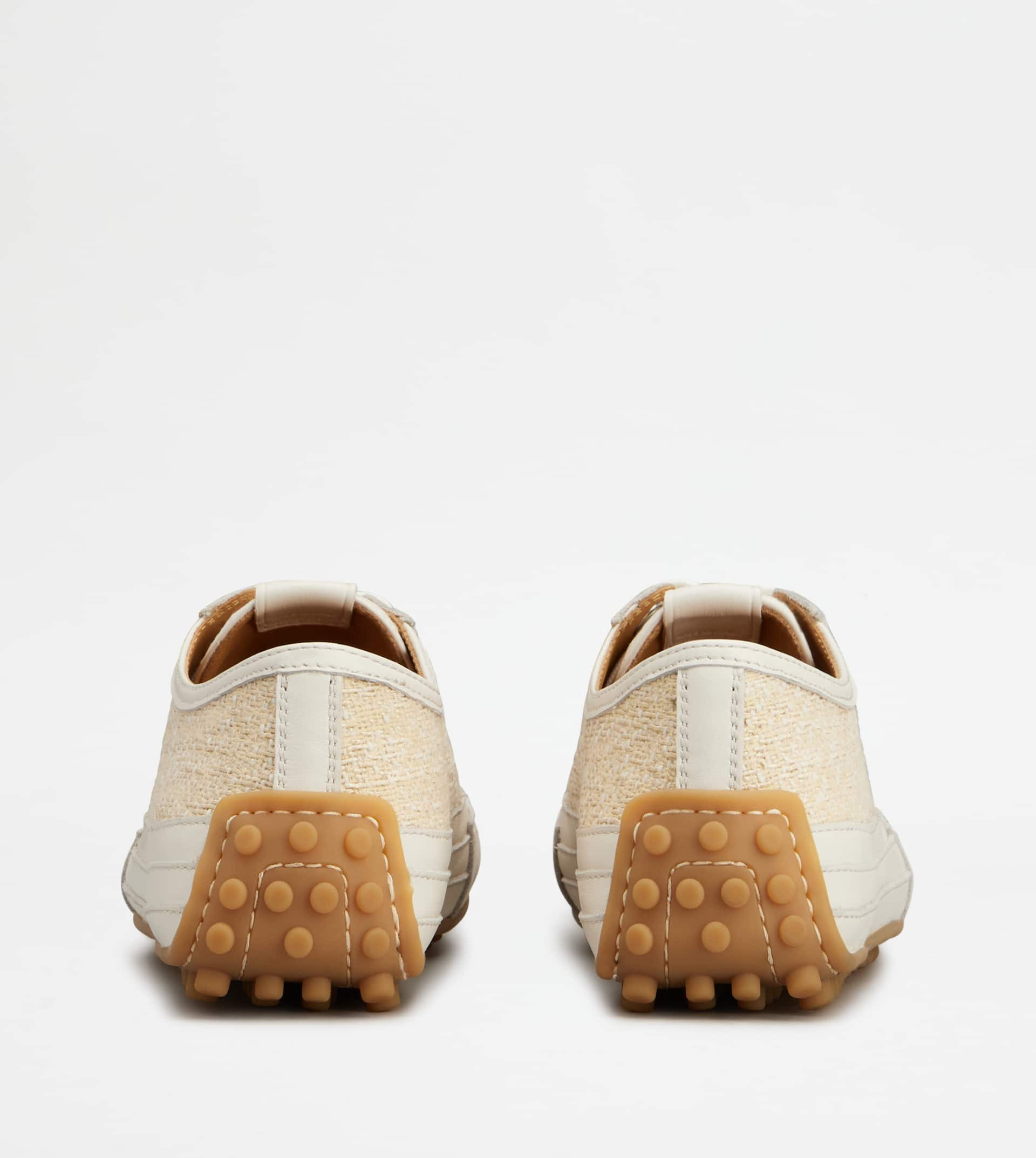 SNEAKERS IN FABRIC AND LEATHER - WHITE, BEIGE - 3