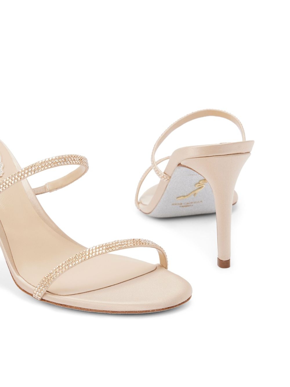 100mm satin strass sandals - 4