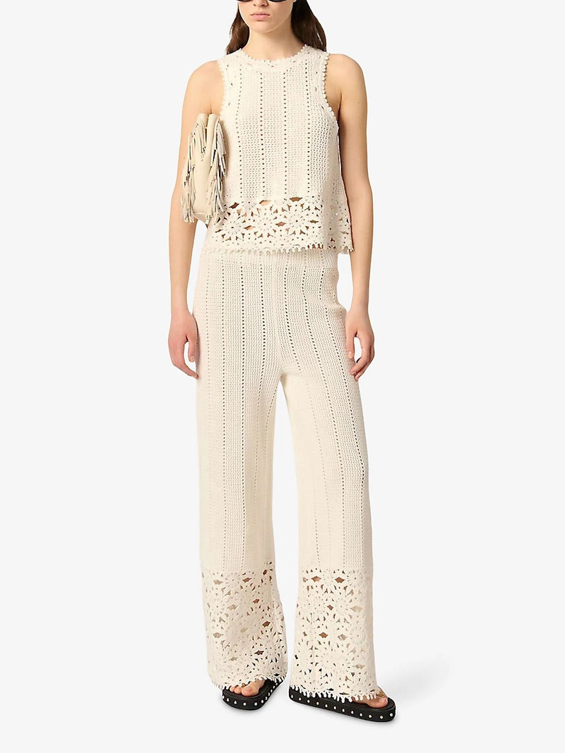 maje Sleeveless Floral-Pattern Crochet-Knit Top outlook