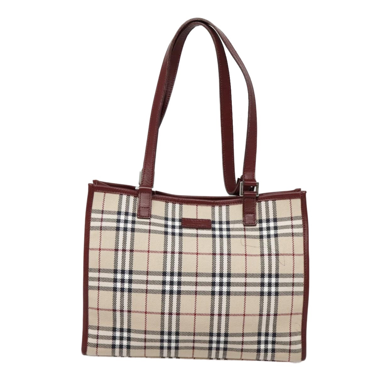 Burberry Nova Check Blue Label Tote Bag Canvas Beige Red Brown Silver - 13
