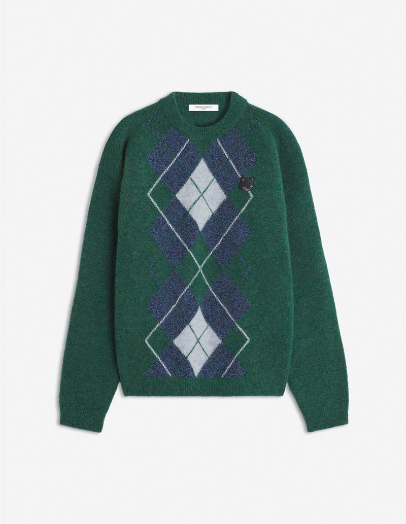 BOLD FOX HEAD PATCH ARGYLE  COMFORT JUMPER 1