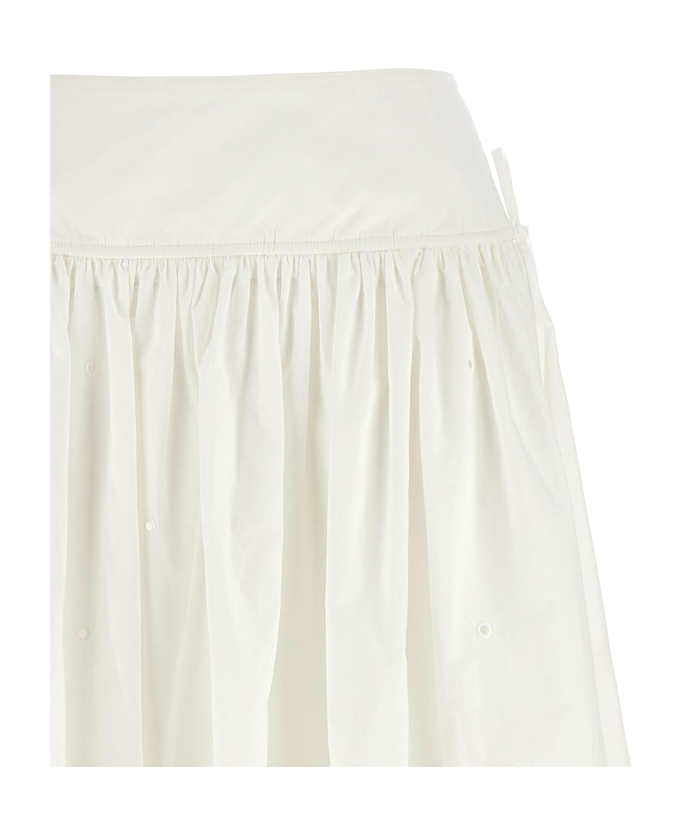 'white Cotton Embroidered Midi' Skirt - 3