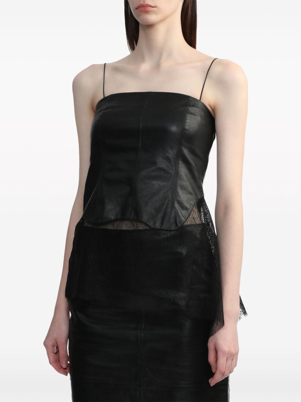 sheer leather top - 3