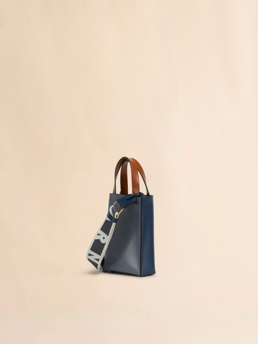 BLUE GRAY AND BROWN LEATHER MUSEO NANO BAG - 3