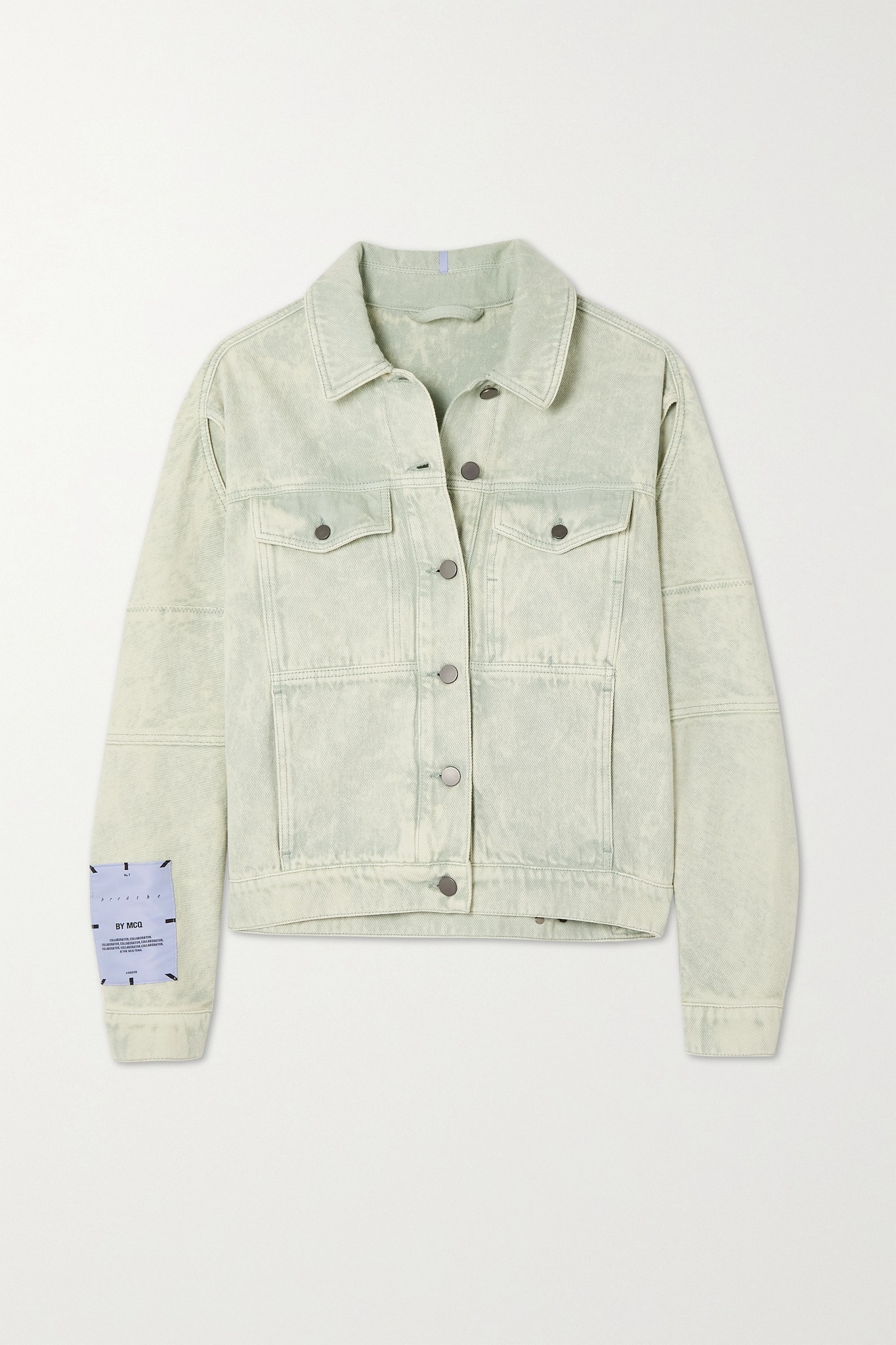 Oversized cutout acid-wash denim jacket - 1