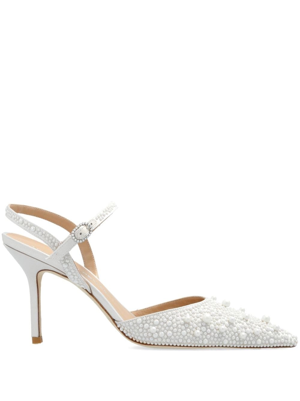 pearl-embellished ankle-strap pumps - 1