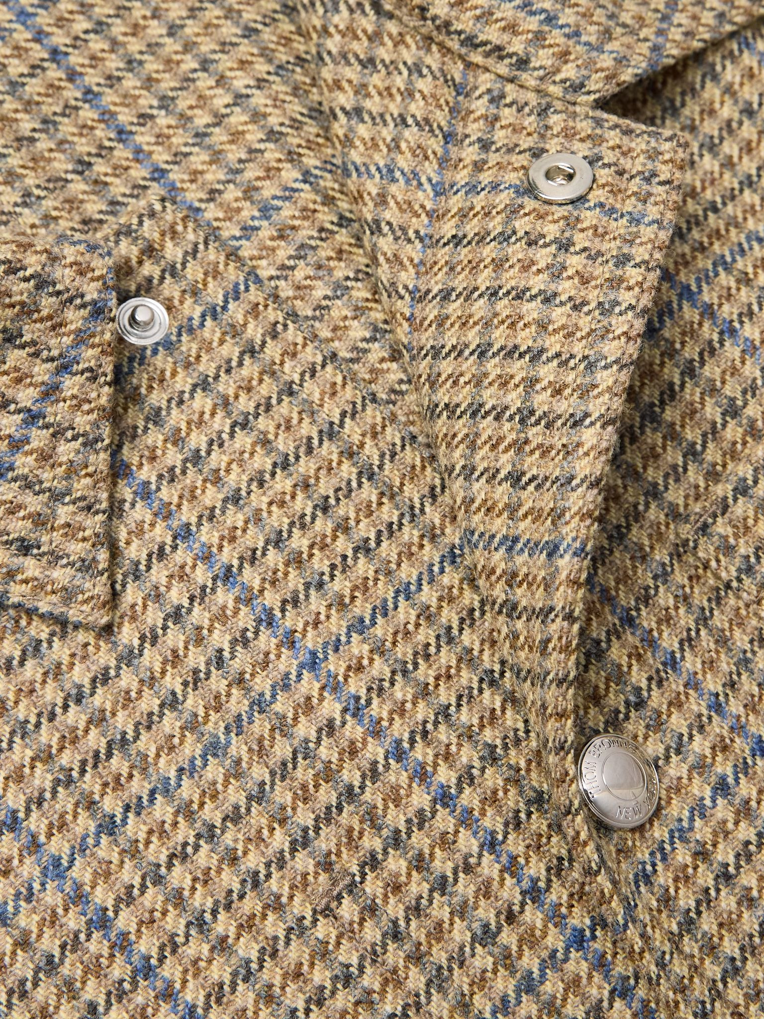 Houndstooth Wool Jacket Brown - 4