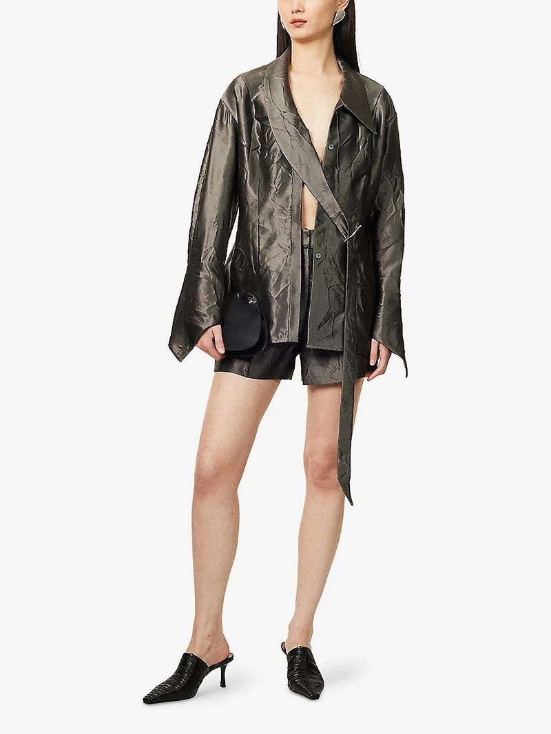 GRACE LING Crinkled High-Rise Woven Mini Shorts outlook