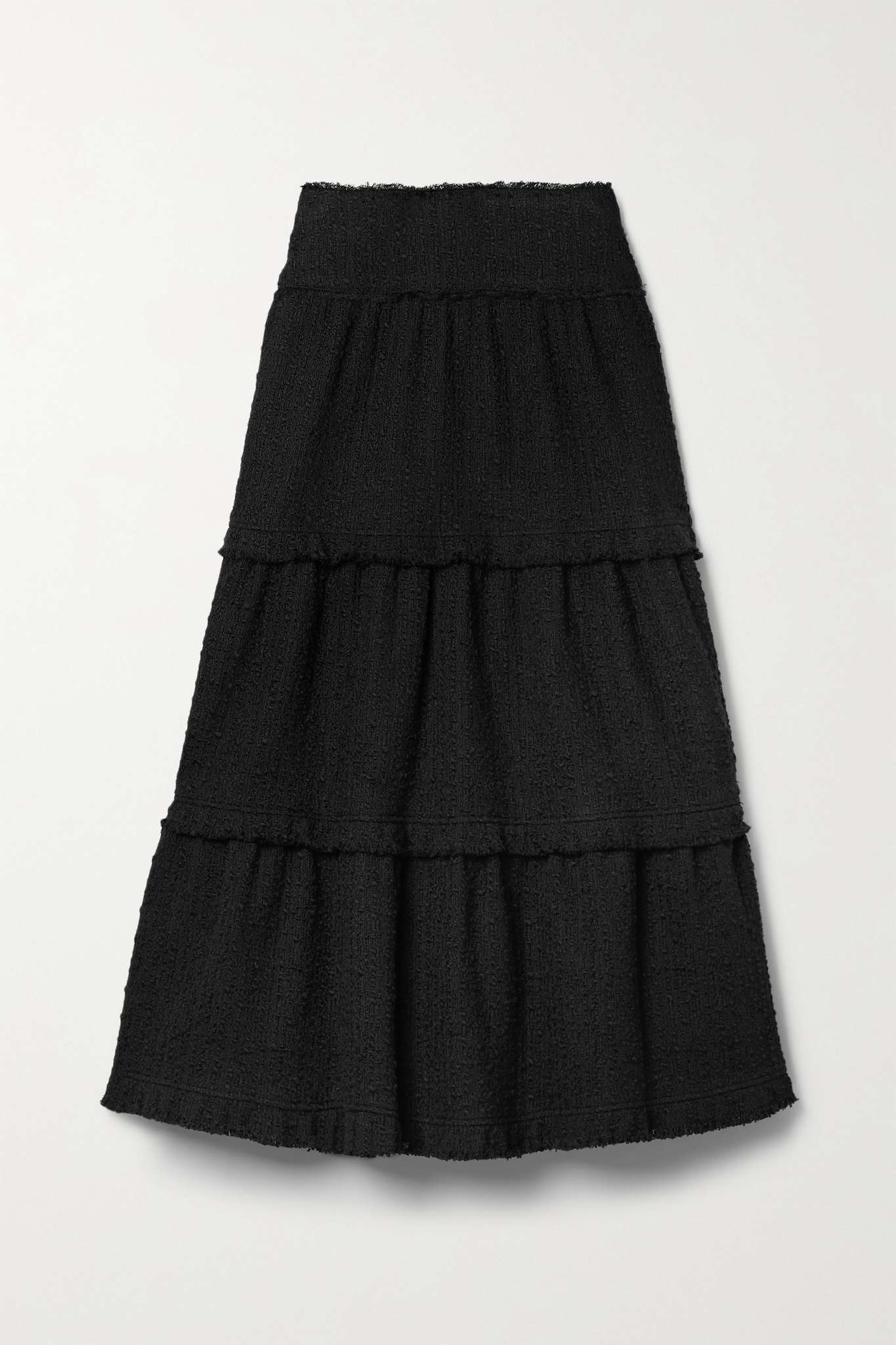 Tiered cotton-blend tweed midi skirt - 1