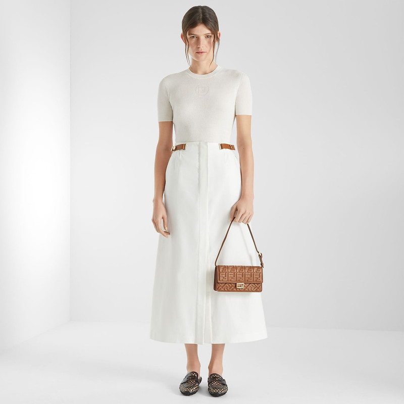 FENDI Skirt White linen and cotton skirt outlook