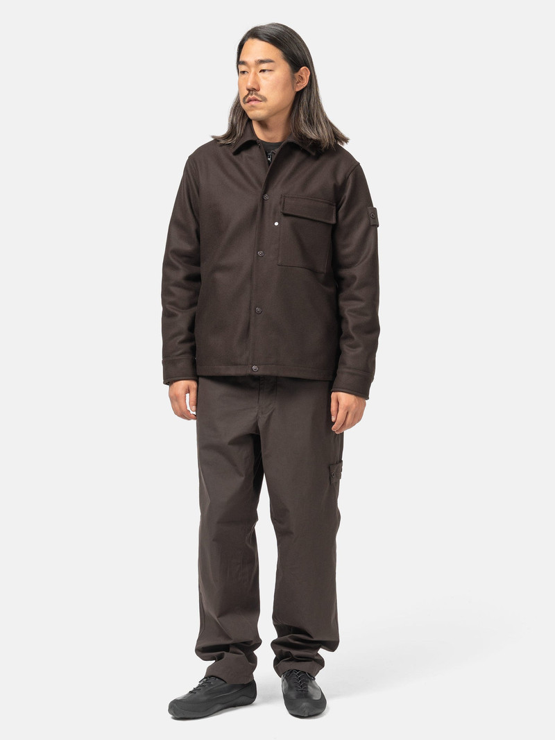 Stone Island Ghost Piece Wool Nylon Chest Pocket Overshirt Dark Brown outlook