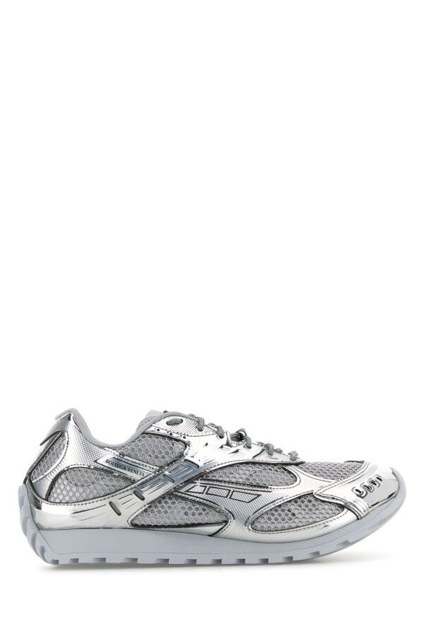 Bottega Veneta Man Silver Mesh And Rubber Orbit Sneakers - 1