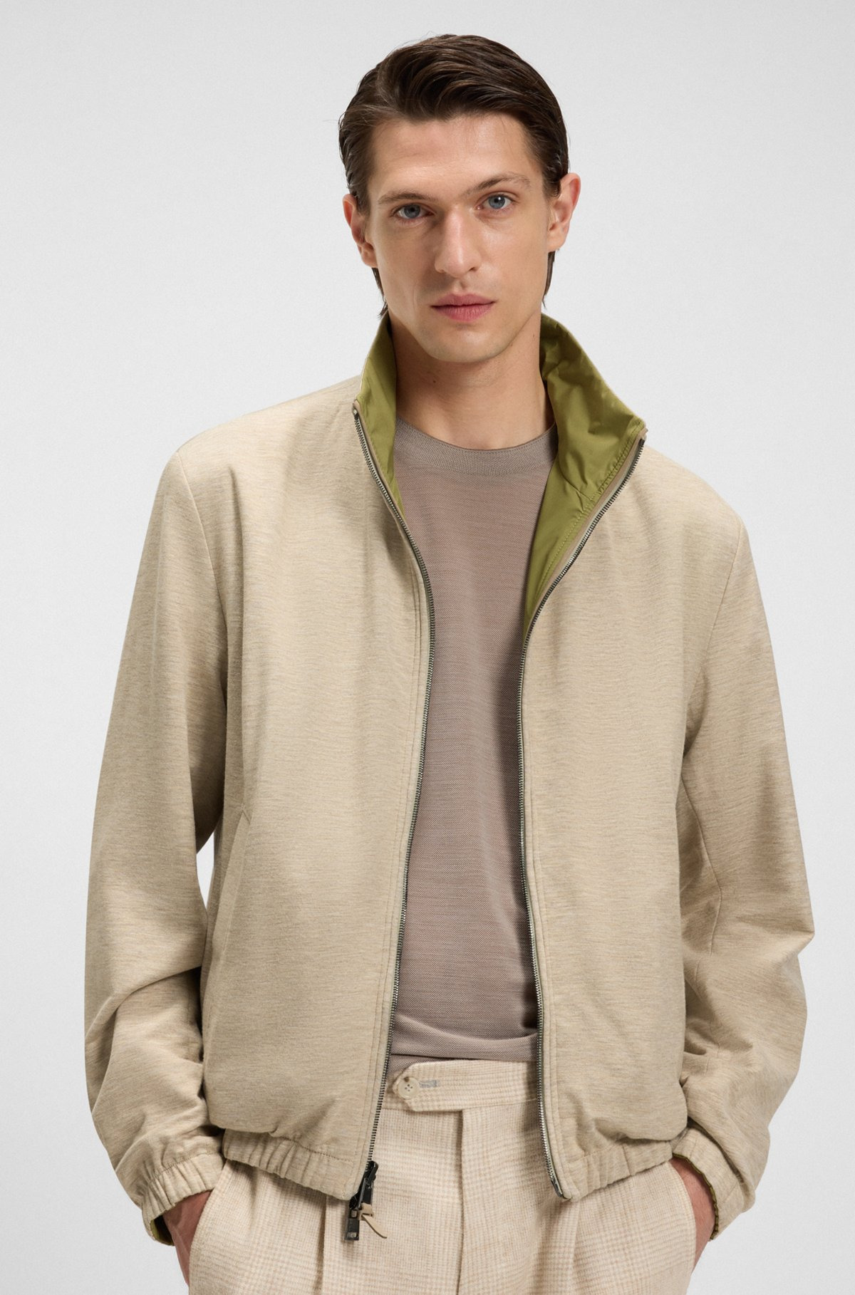 REVERSIBLE ZIP-UP JACKET IN PEACHED FABRIC - 6