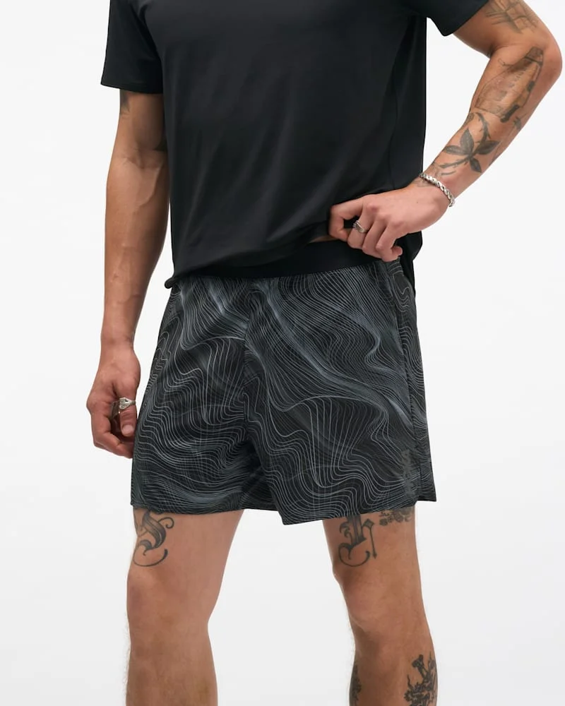 Men's Glide Short 5" Brief in Black/White Prt - 1