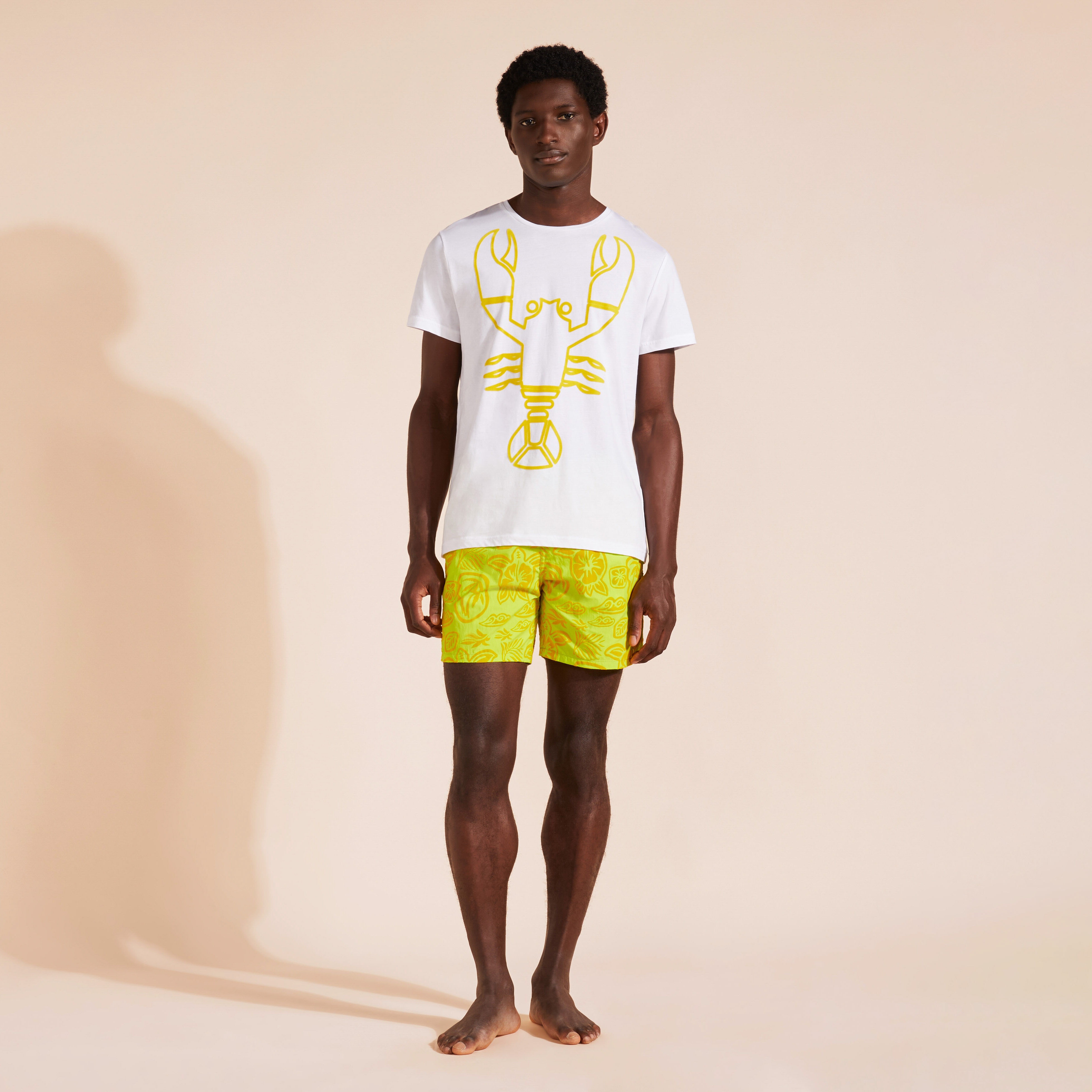 Men Organic Cotton T-Shirt Placed Flocked Lobster - 3