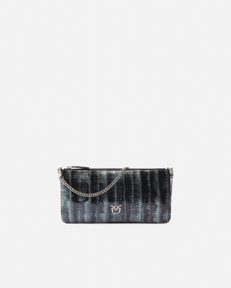 PINKO GALLERIA CLUTCH BAG IN EEL SKIN WITH SHOULDER STRAP 1