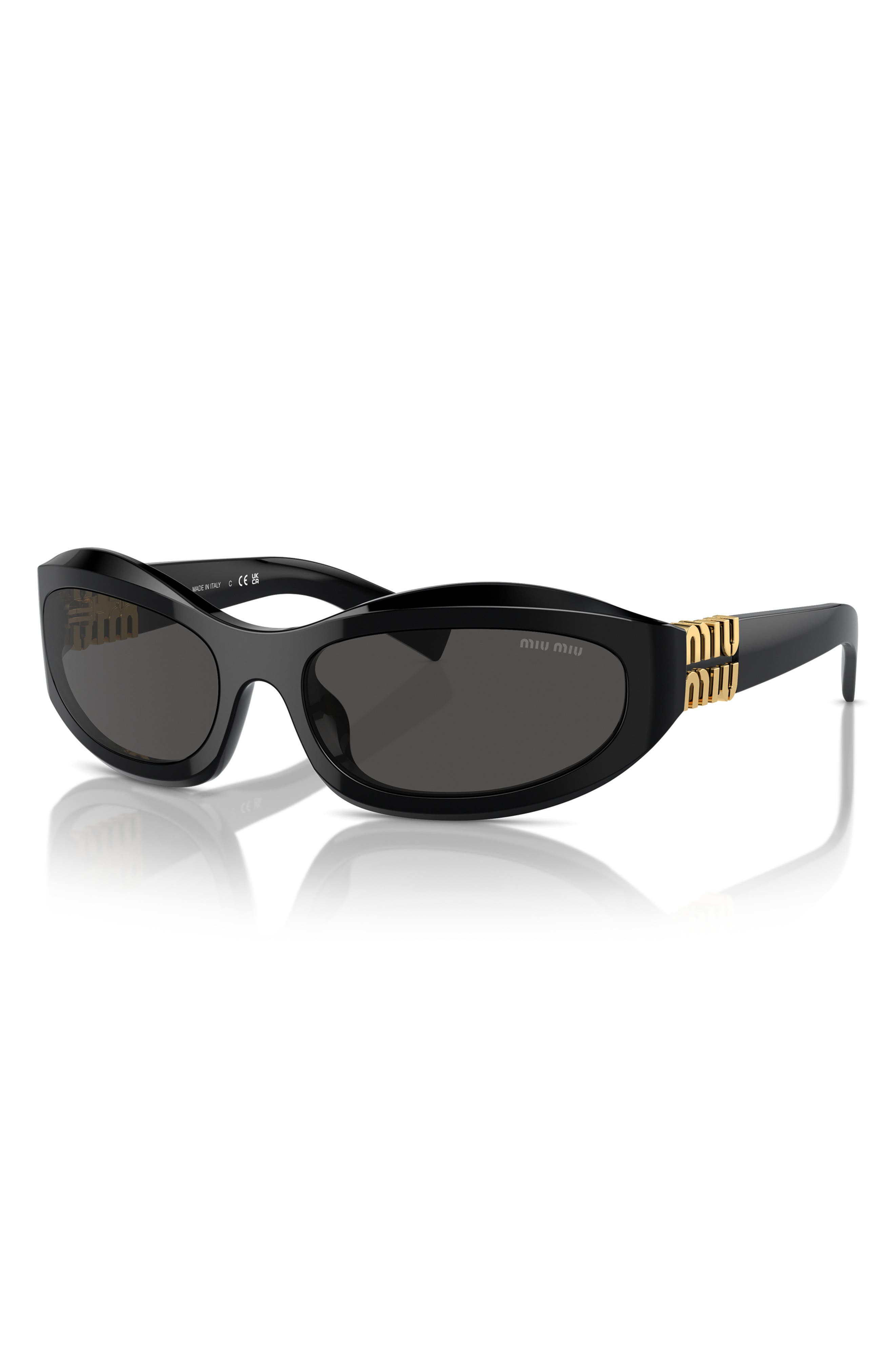Miu Miu 61mm Oval Sunglasses in Black at Nordstrom - 2