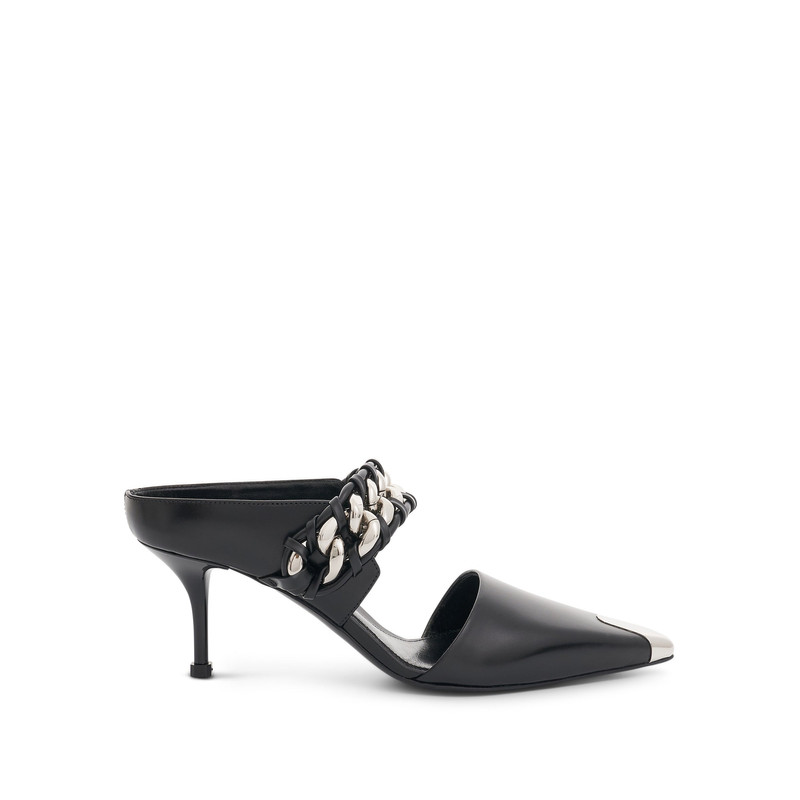 Chain Link Leather Pumps in Black/Silver 1