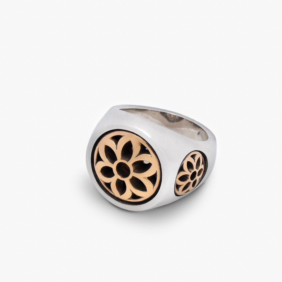 RS-CLB-Y-MED GOOD ART HLYWD Club Ring Two Tone Size Medium - Sterling Silver w/ Gold Rosettes - 4