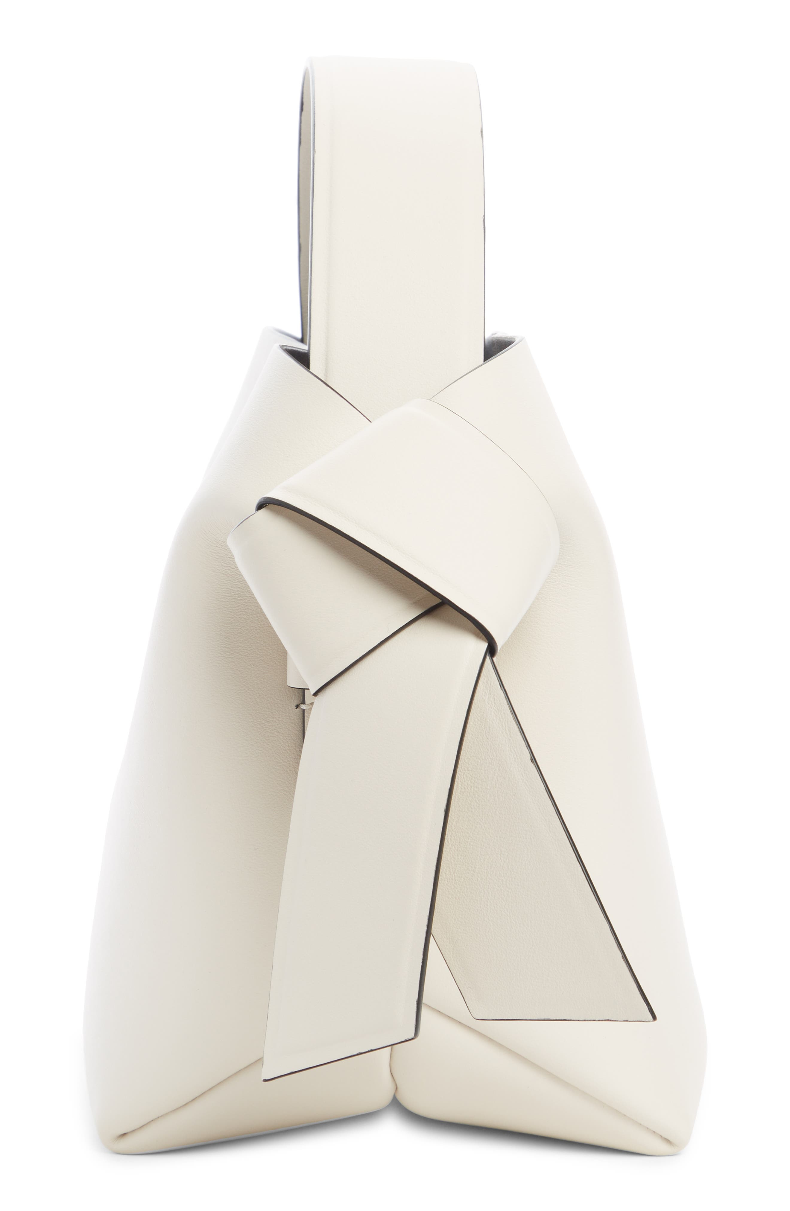 Acne Studios Mini Musubi Leather Top Handle Bag in White/Black at Nordstrom - 4