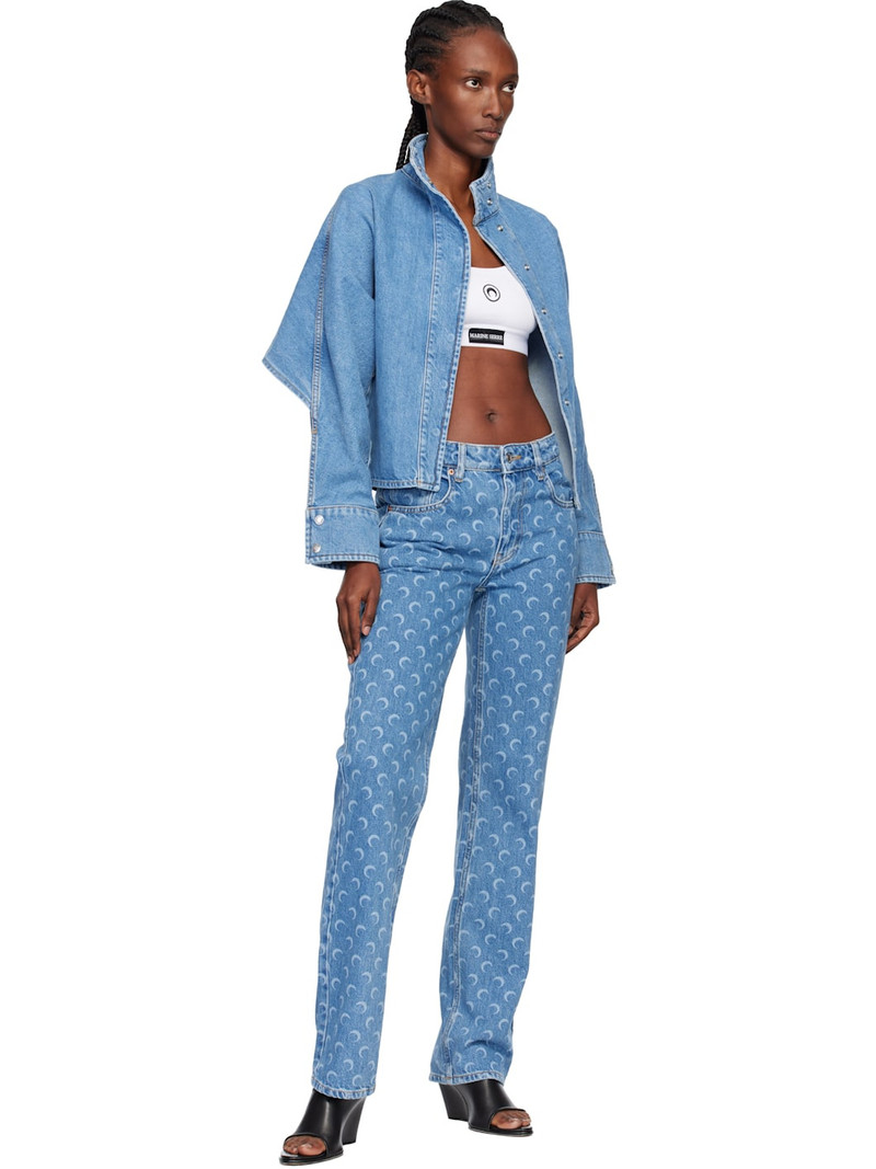 Marine Serre Blue Moon Laser Denim Straight Jeans outlook