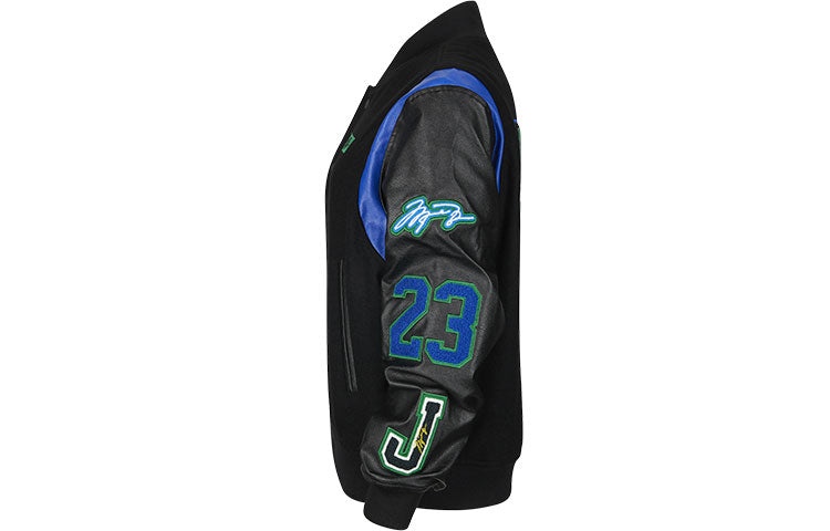 (WMNS) Air Jordan x Aleali May Stand-up Collar Baseball Jacket Black DC2435-010 - 3