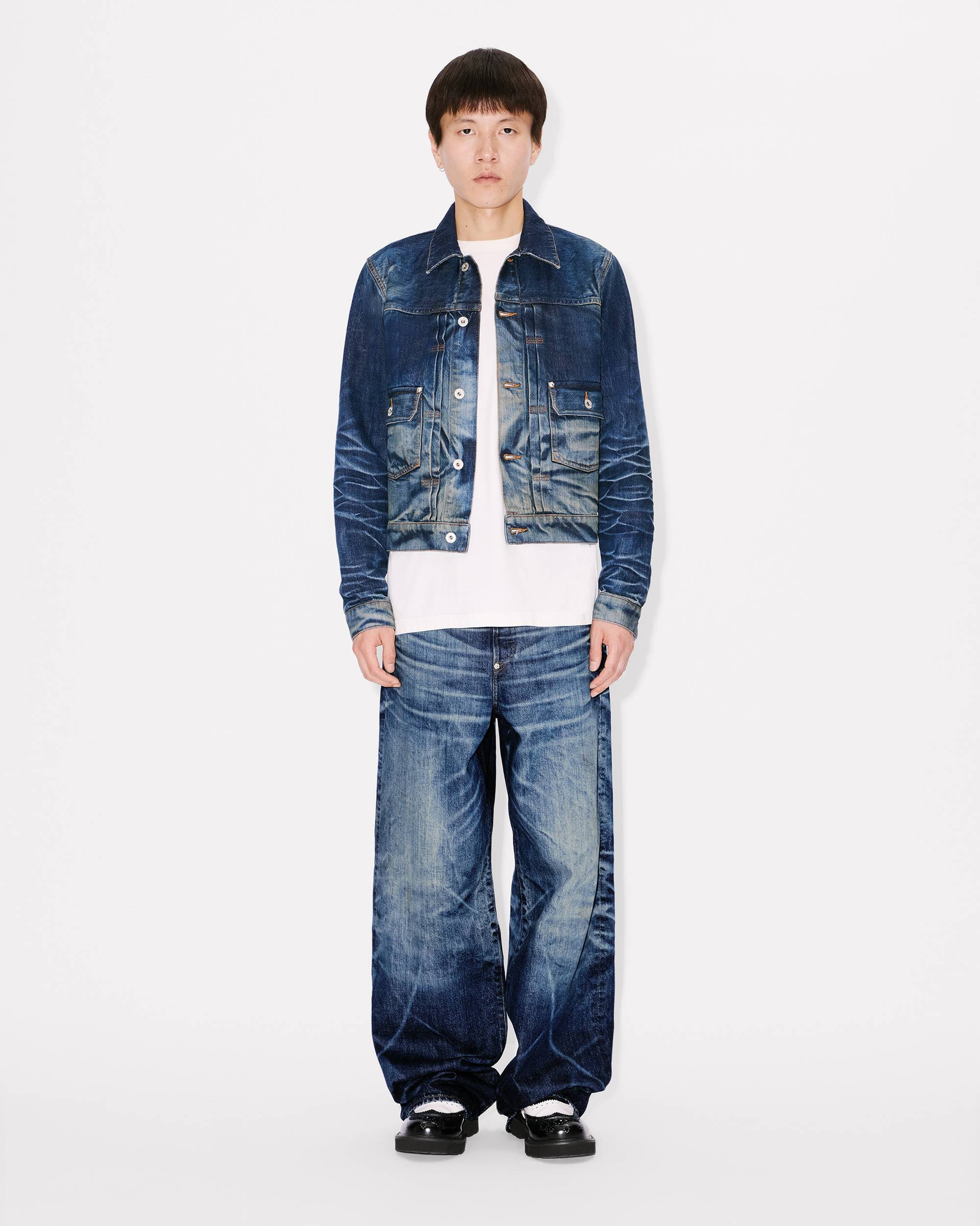 Slim pleated trucker in jacket in Japanese denim - 3