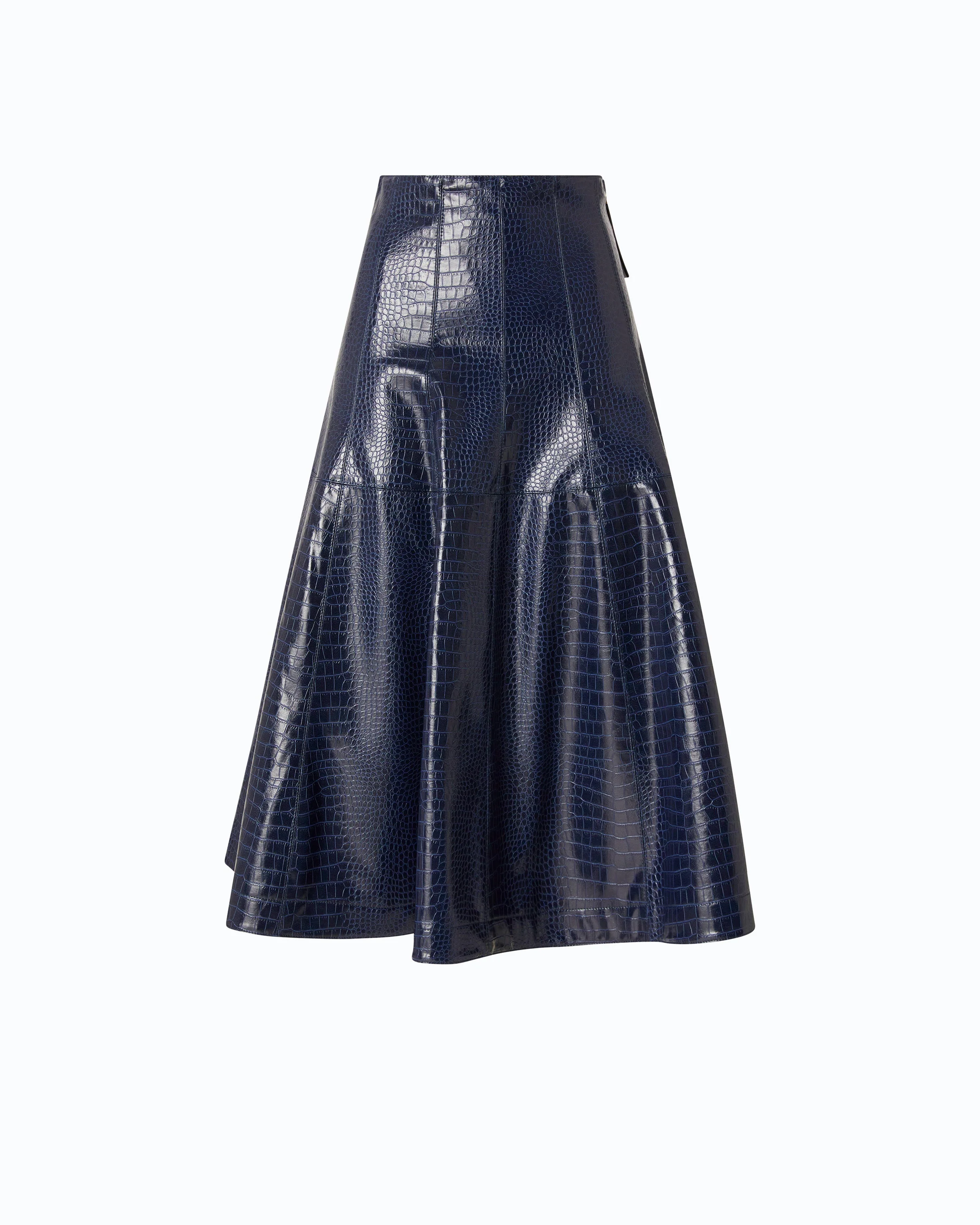 MIDI SKIRT WITH CROCODILE PRINT - 1