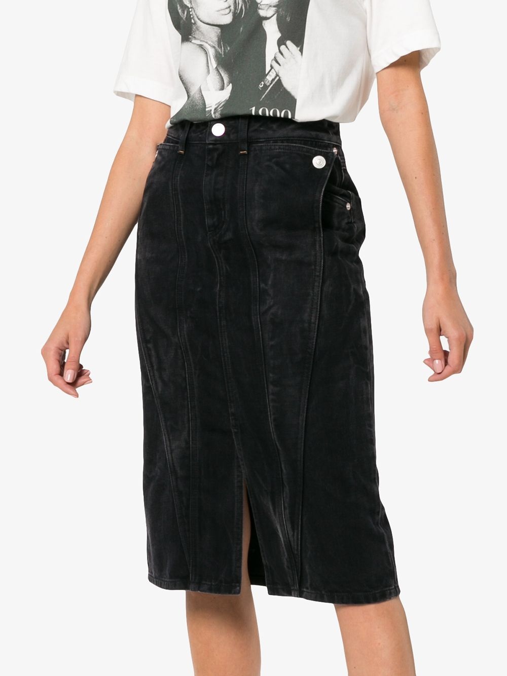high waisted fitted denim skirt - 3