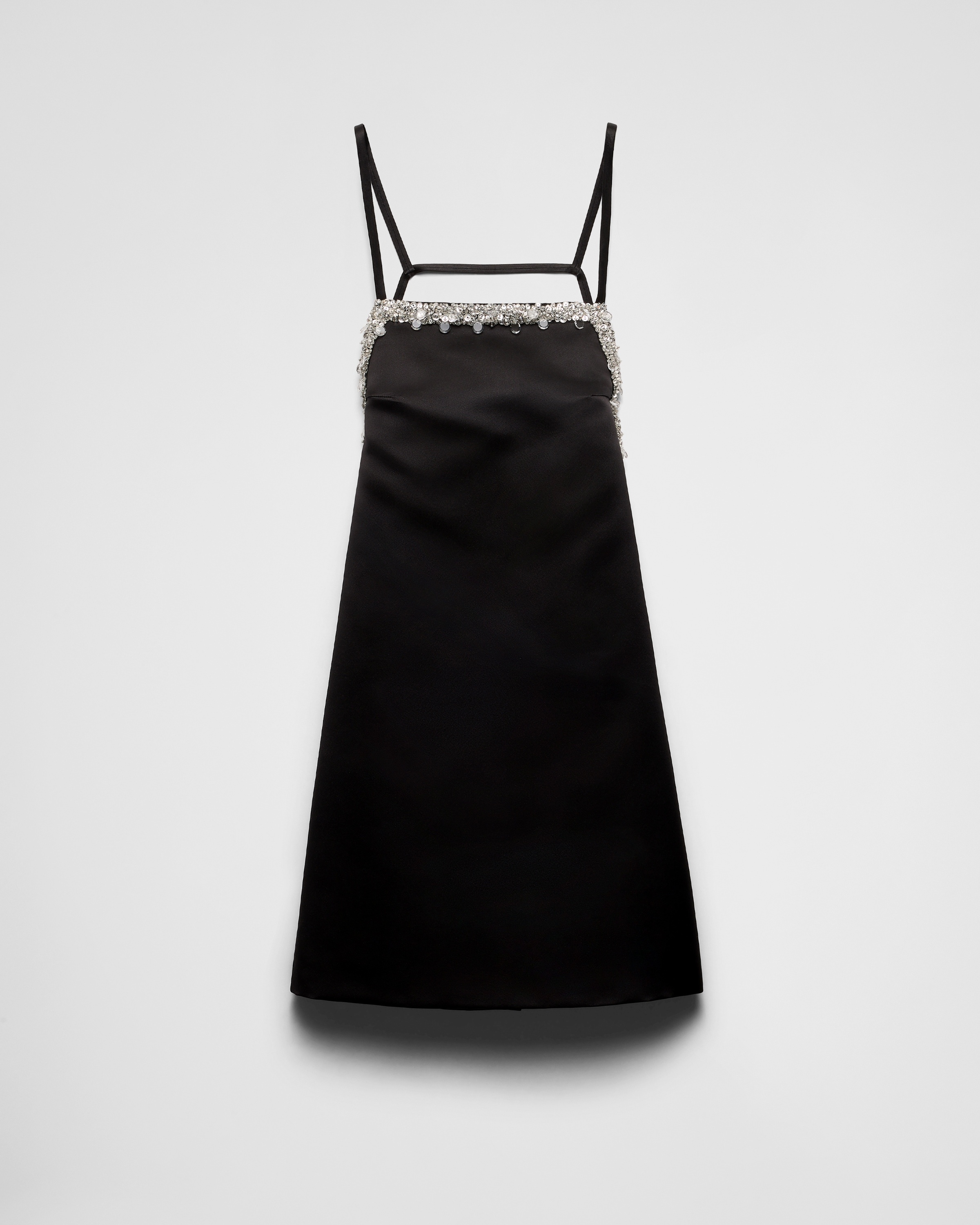 Embroidered double satin mini-dress - 1