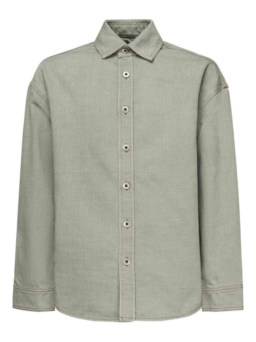 button-fastening cotton shirt - 1