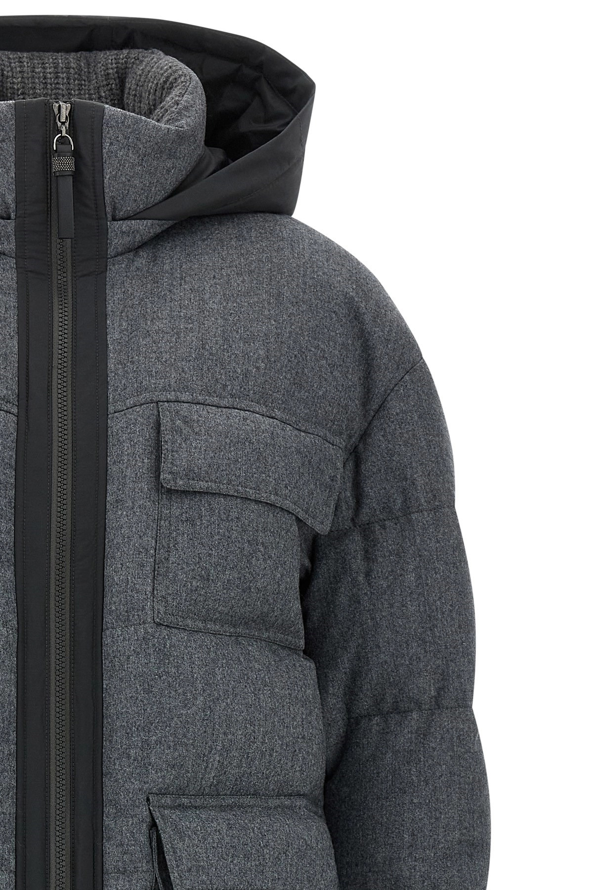 'Shiny Zipper Pull' long down jacket - 3