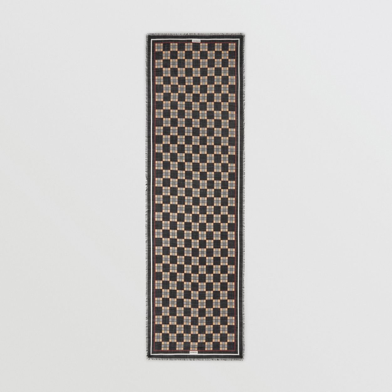 Chequer Print Wool Silk Scarf - 6