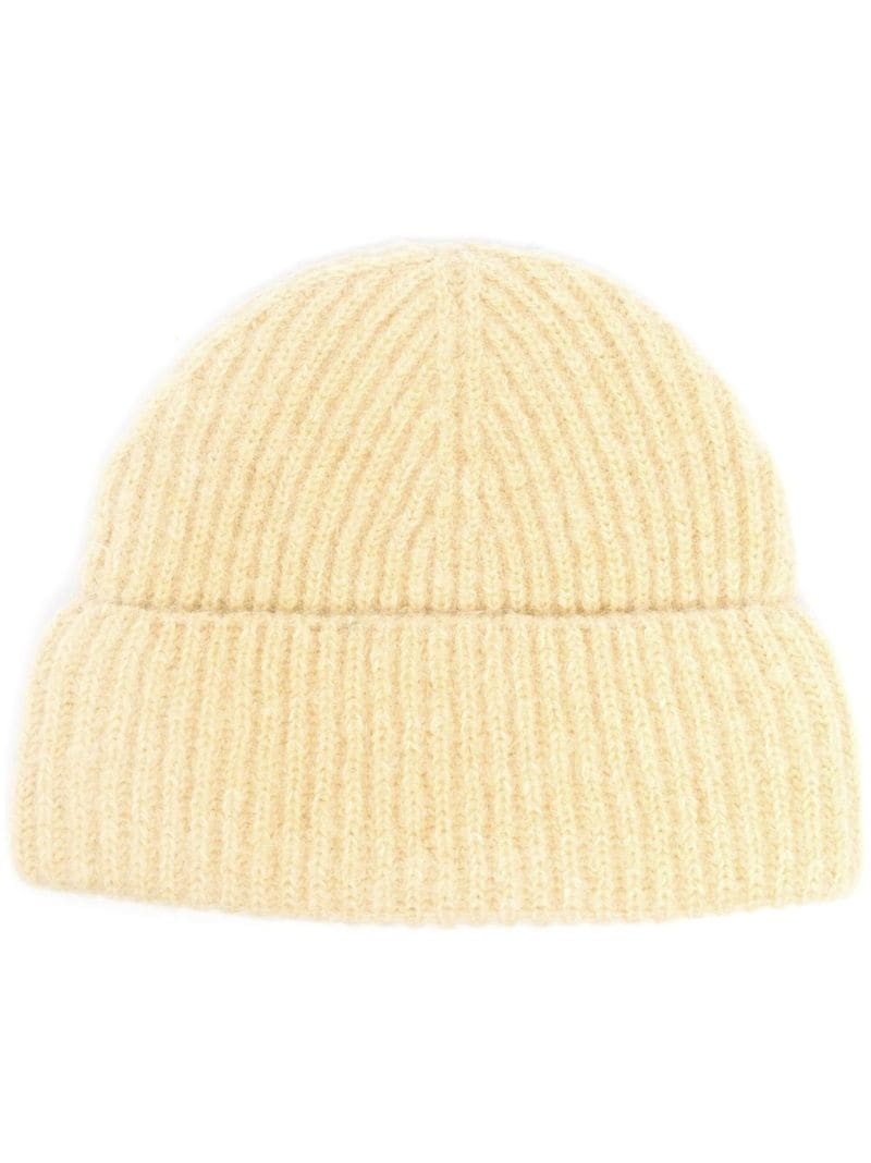 ribbed-knit beanie hat - 1