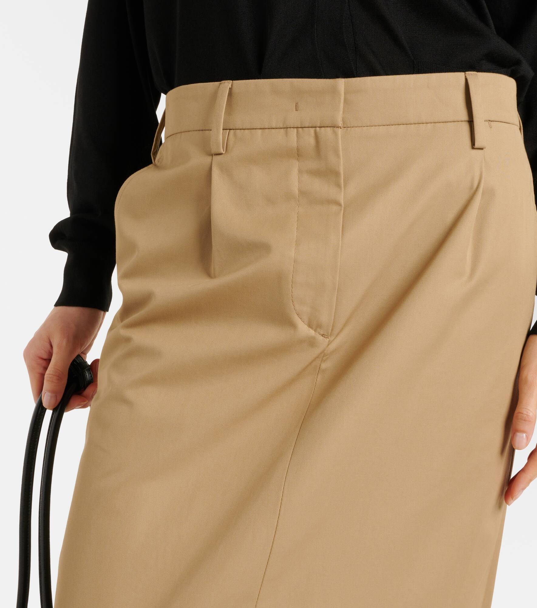 Belted cotton twill pencil skirt - 6