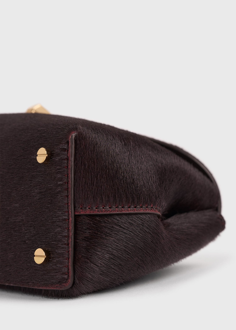 Mini T-lock pony hair clutch wine 7