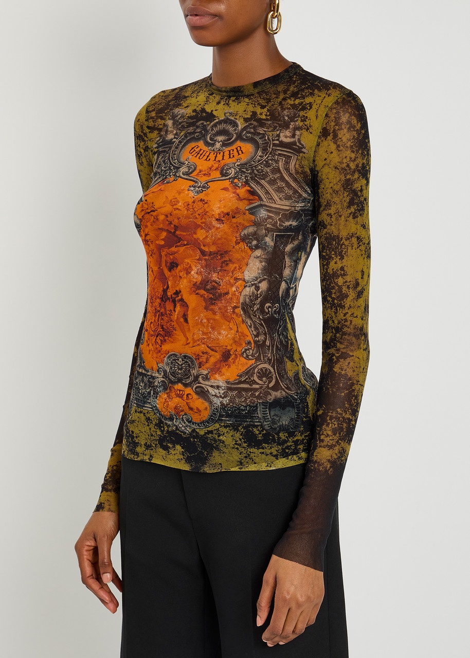 Jean Paul Gaultier Printed Mesh top - 2