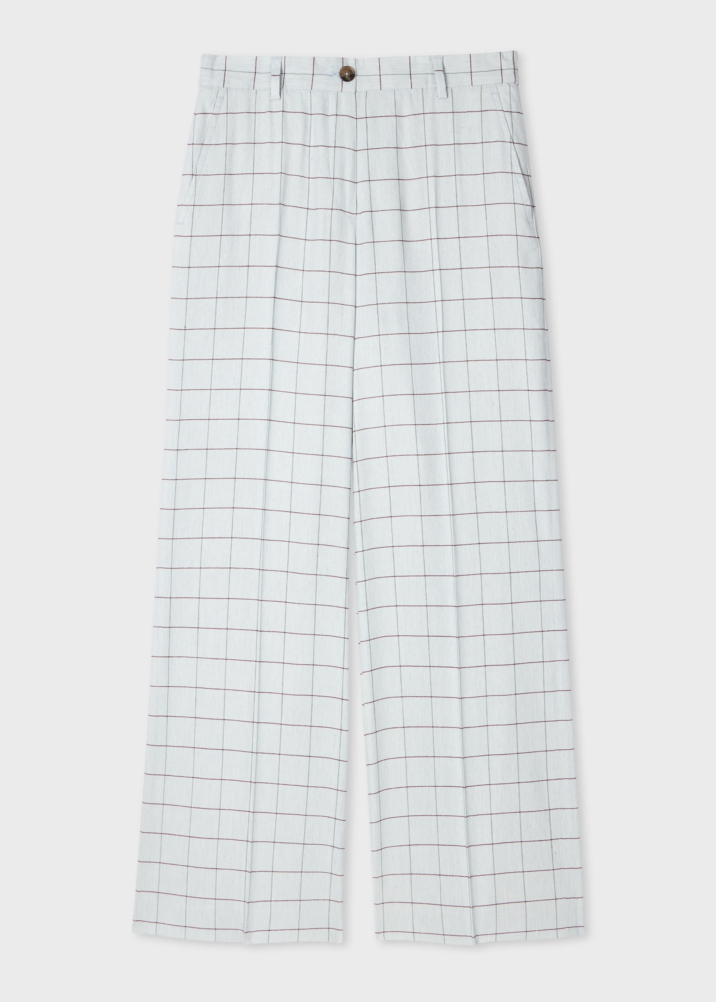 Women's Light Blue Windowpane Trousers - 1