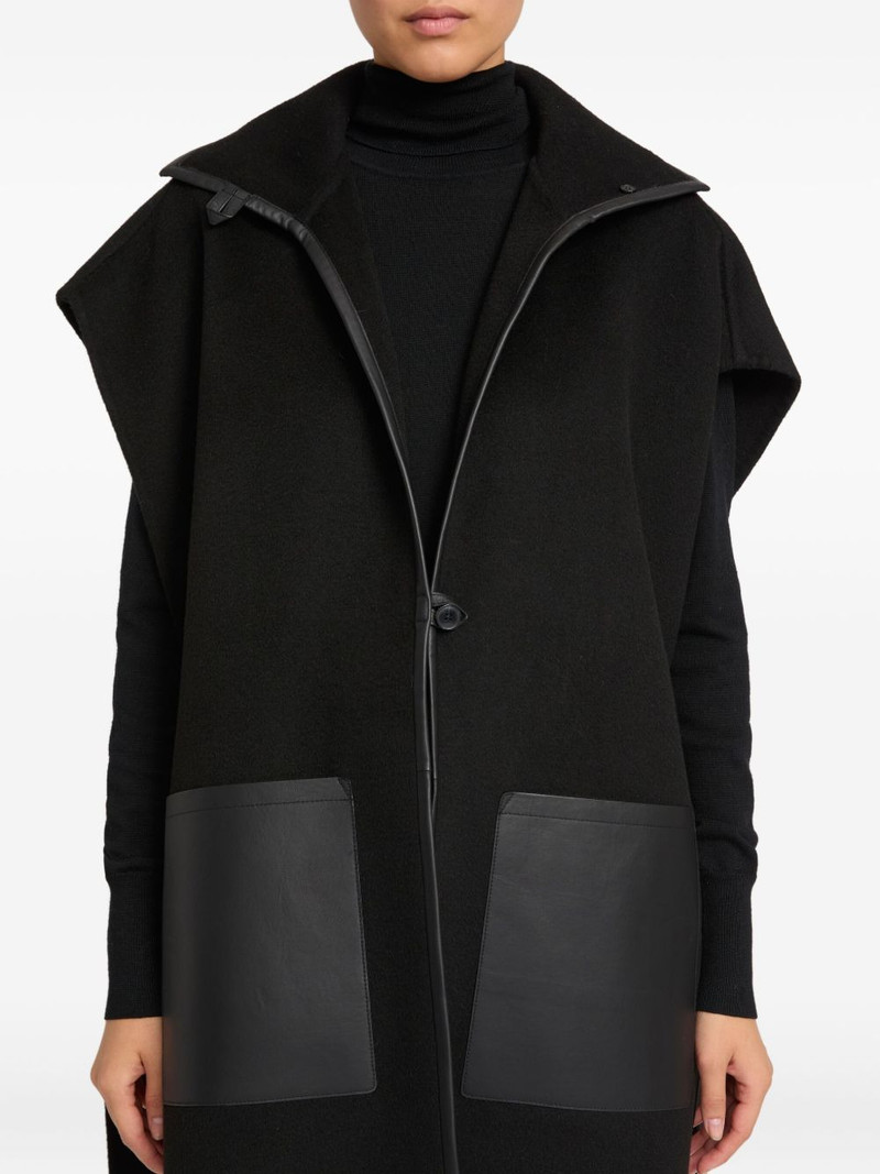 double-sided leather-wool bib 3