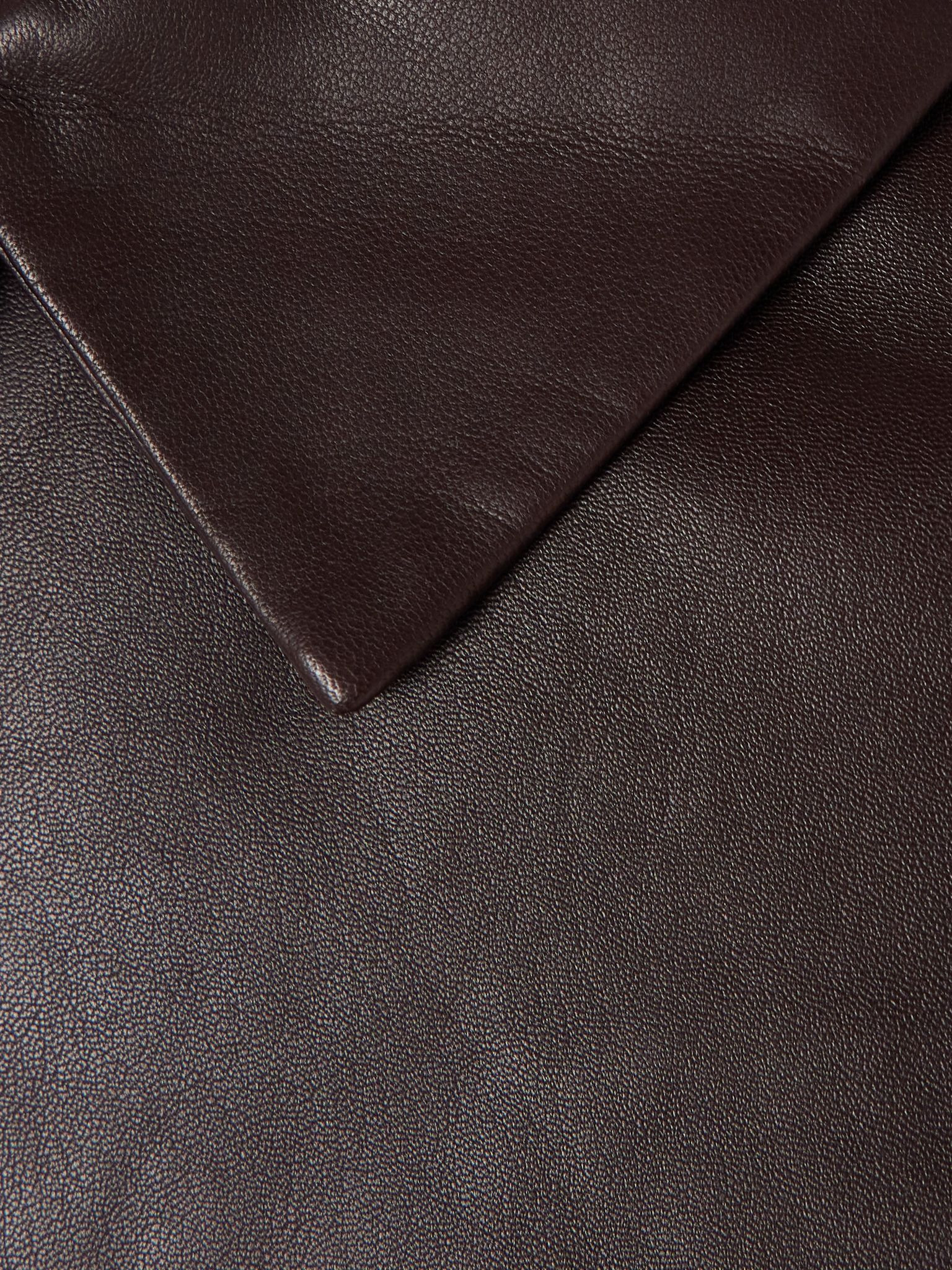 Cocoon paneled leather jacket Chocolate - 5