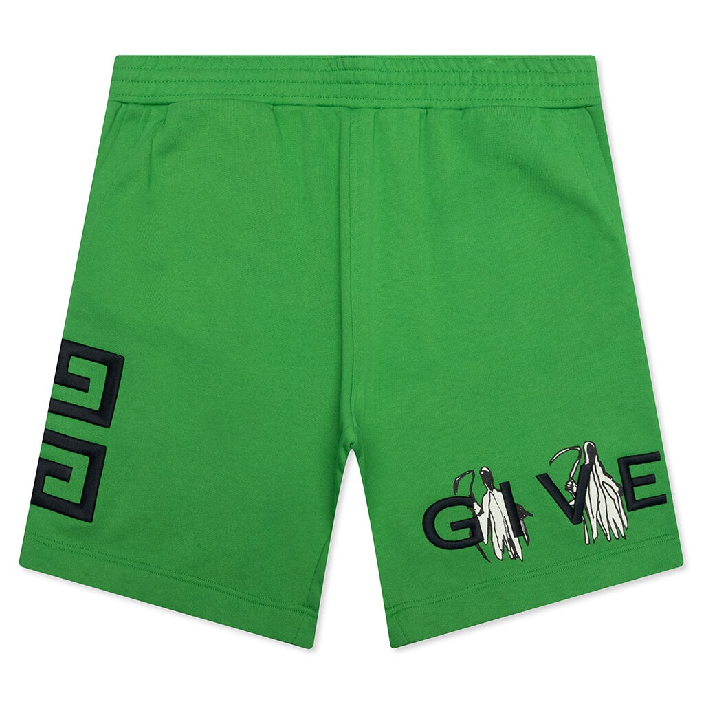 GIVENCHY BOXY FIT BRANDING EMBROIDERY SHORTS - APPLE GREEN - 1