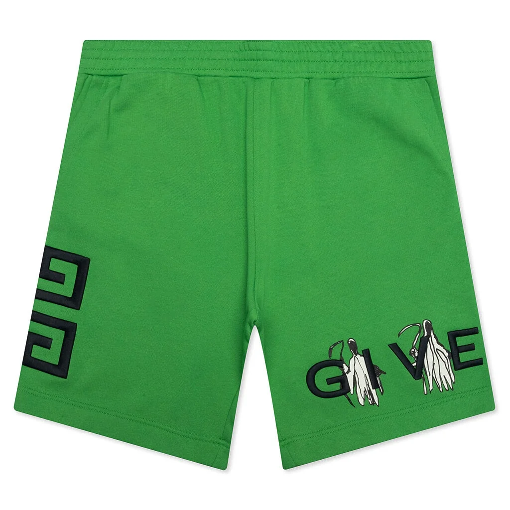 GIVENCHY BOXY FIT BRANDING EMBROIDERY SHORTS - APPLE GREEN - 1