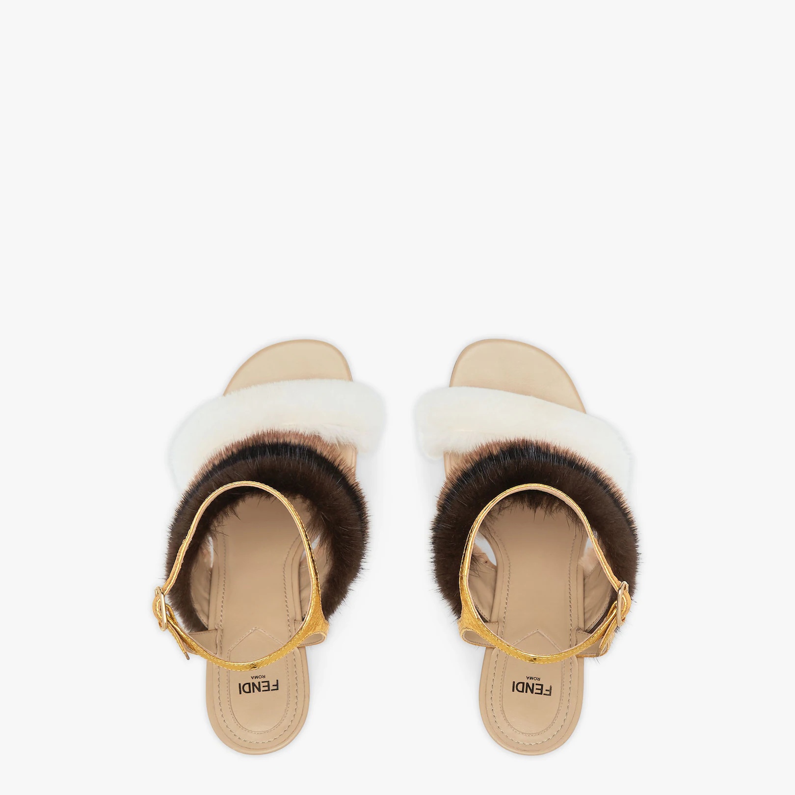 White mink high-heeled sandals - 4